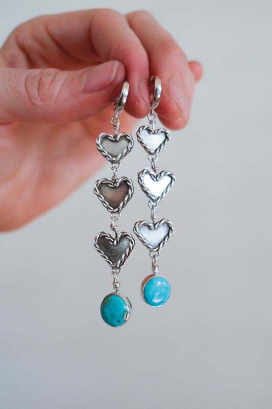 Good Hearted Charm and Turquoise Dangle Earring #1