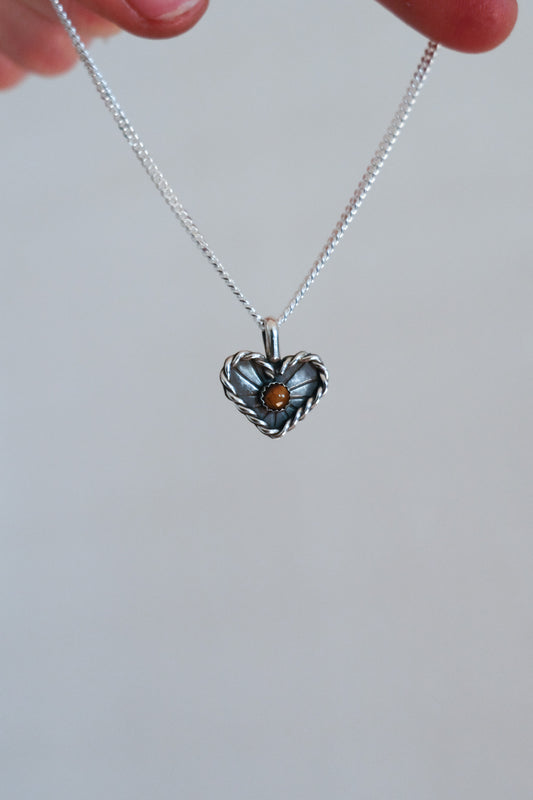 Stand by Your Heart Charm Necklace - Tiger's Eye